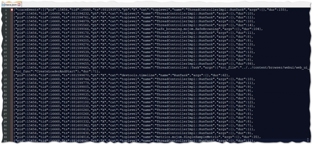 Bing Maps trace log