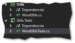 Tests in Solution Explorer in Visual Studio