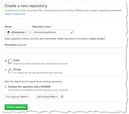 Creating a new repository on GitHub