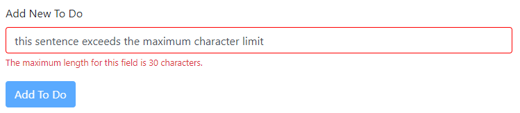 Maximum length error in reactive form in Angular